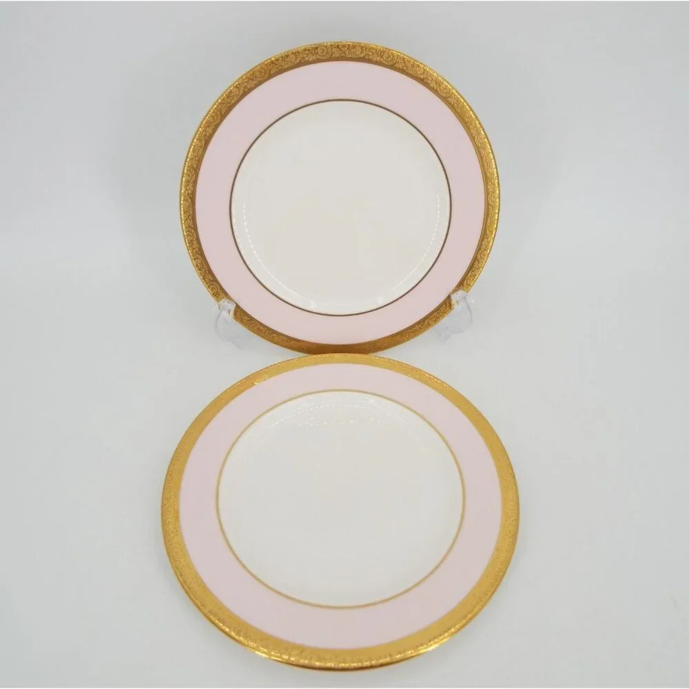 Pair of Mary Kay China Pink with Gold Encrusted Band 6.75
